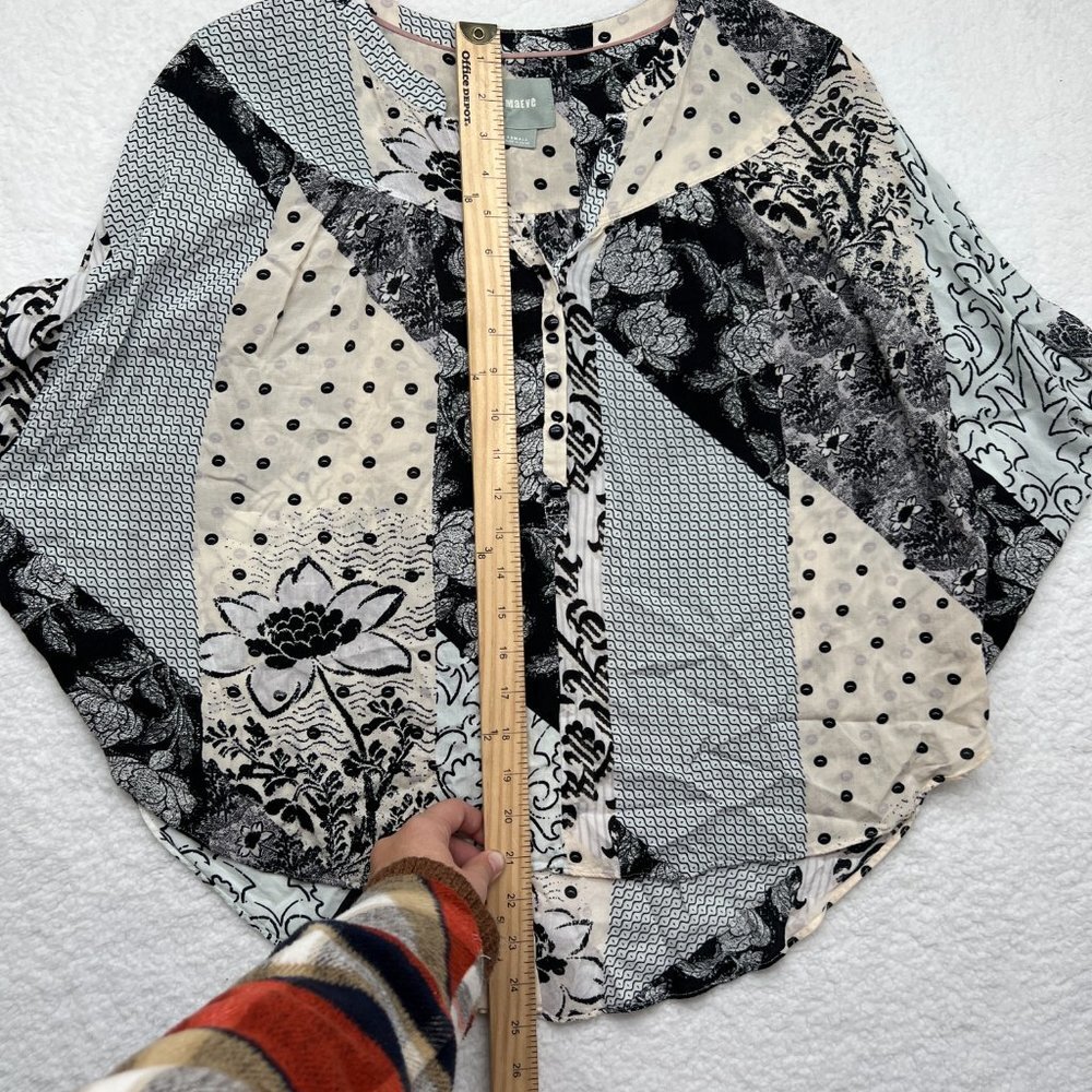 Maeve | Patterned Button Down Shirt Batwing Sleev… - image 4